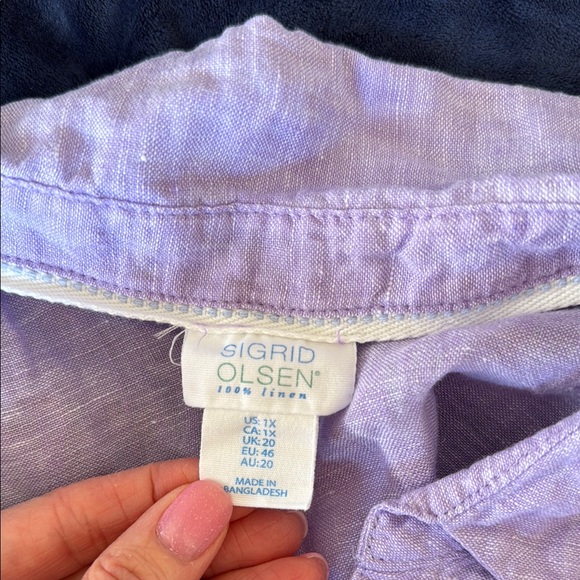 Sigrid Olsen Purple 3/4 Sleeve Polo Collar Blouse - Picture 13 of 17